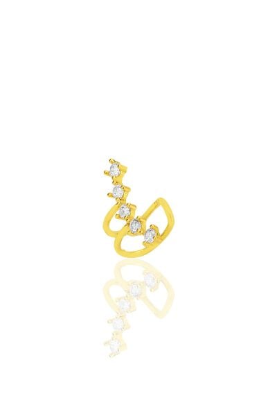 Gümüş altın yaldızlı zirkon taşlı ışıltı sıkıştırmalı kıkırdak küpe SGTL12554GOLD
