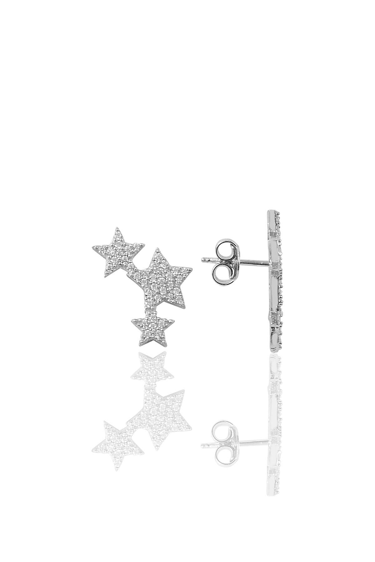 Gümüş zirkon taşlı yıldızlar küpesi SGTL9466