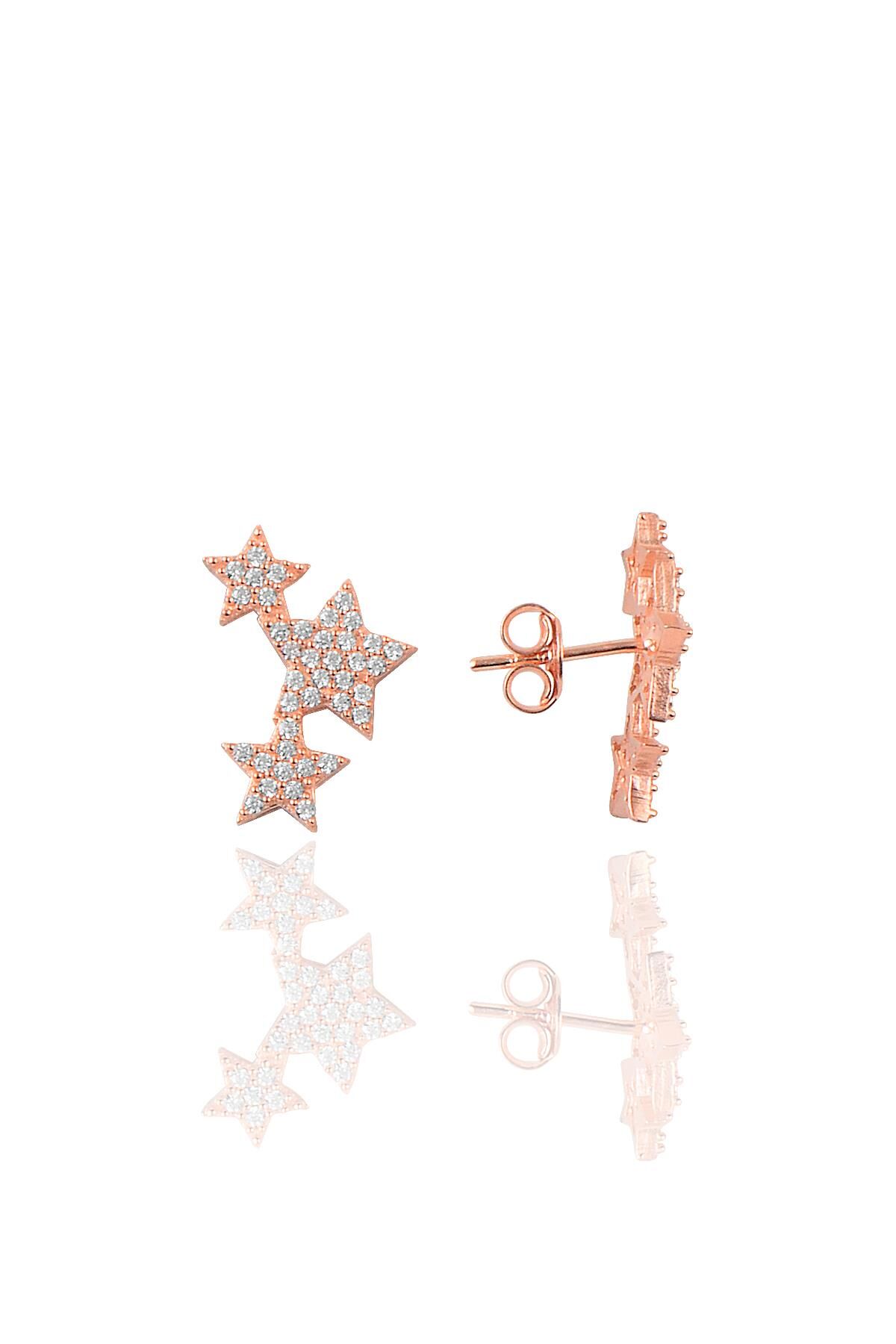 Gümüş zirkon taşlı yıldızlar küpesi SGTL9467