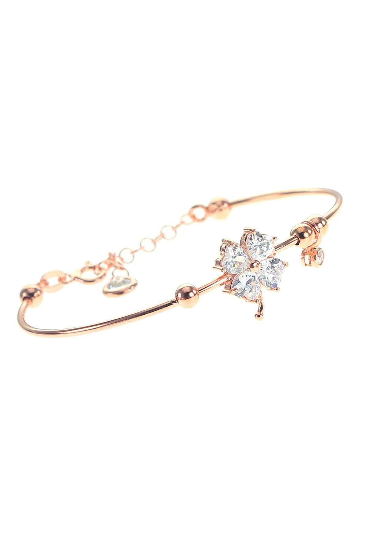 Gümüş zirkon taşlı yonca bilezik SGTL8651