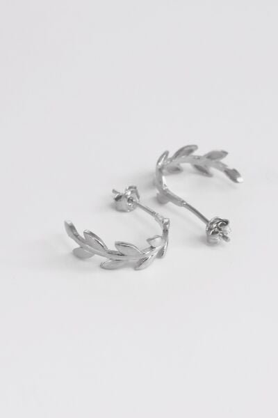 925 Ayar Gümüş Küpe Rodyumlu Sarmaşık Modeli Yarım Halka Küpe SGTL13220RODAJ