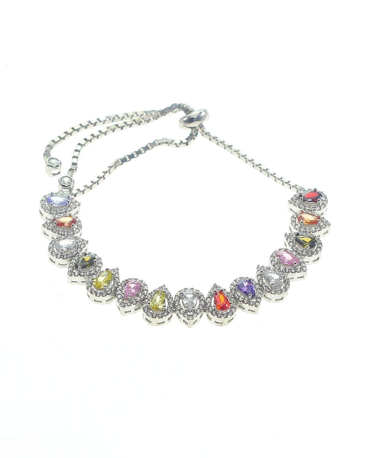 Gümüş rekli damla taşlı asansörlü bileklik SGTL8652