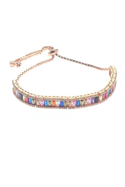 Gümüş baget renkli taşlı asansörlü bileklik SGTL8654