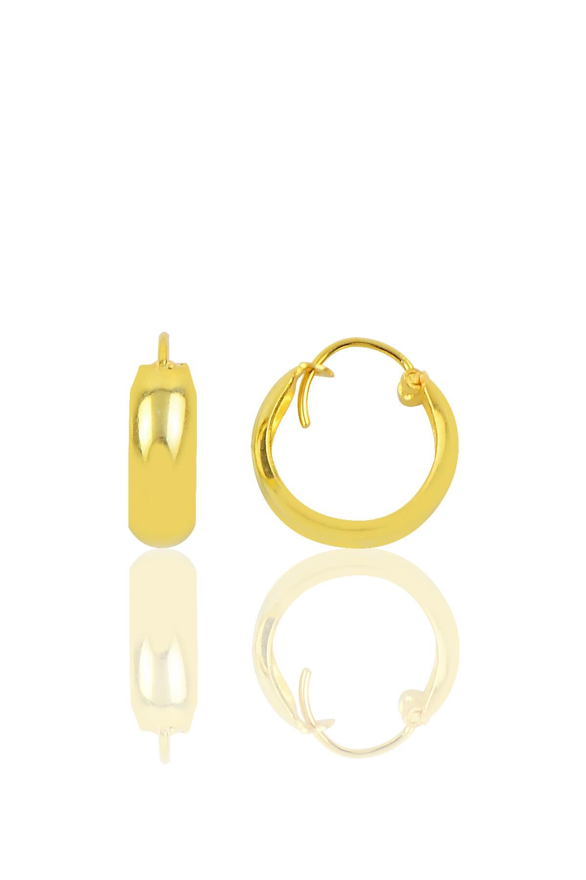 Gümüş 15 mm çapında kalın halka küpe SGTL9986GOLD