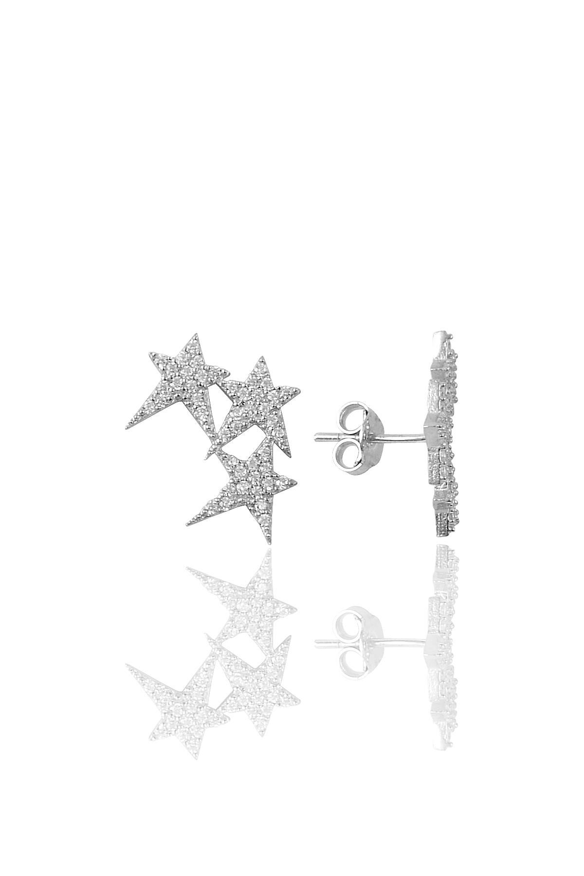 Gümüş zirkon taşlı yıldızlar küpesi SGTL9470