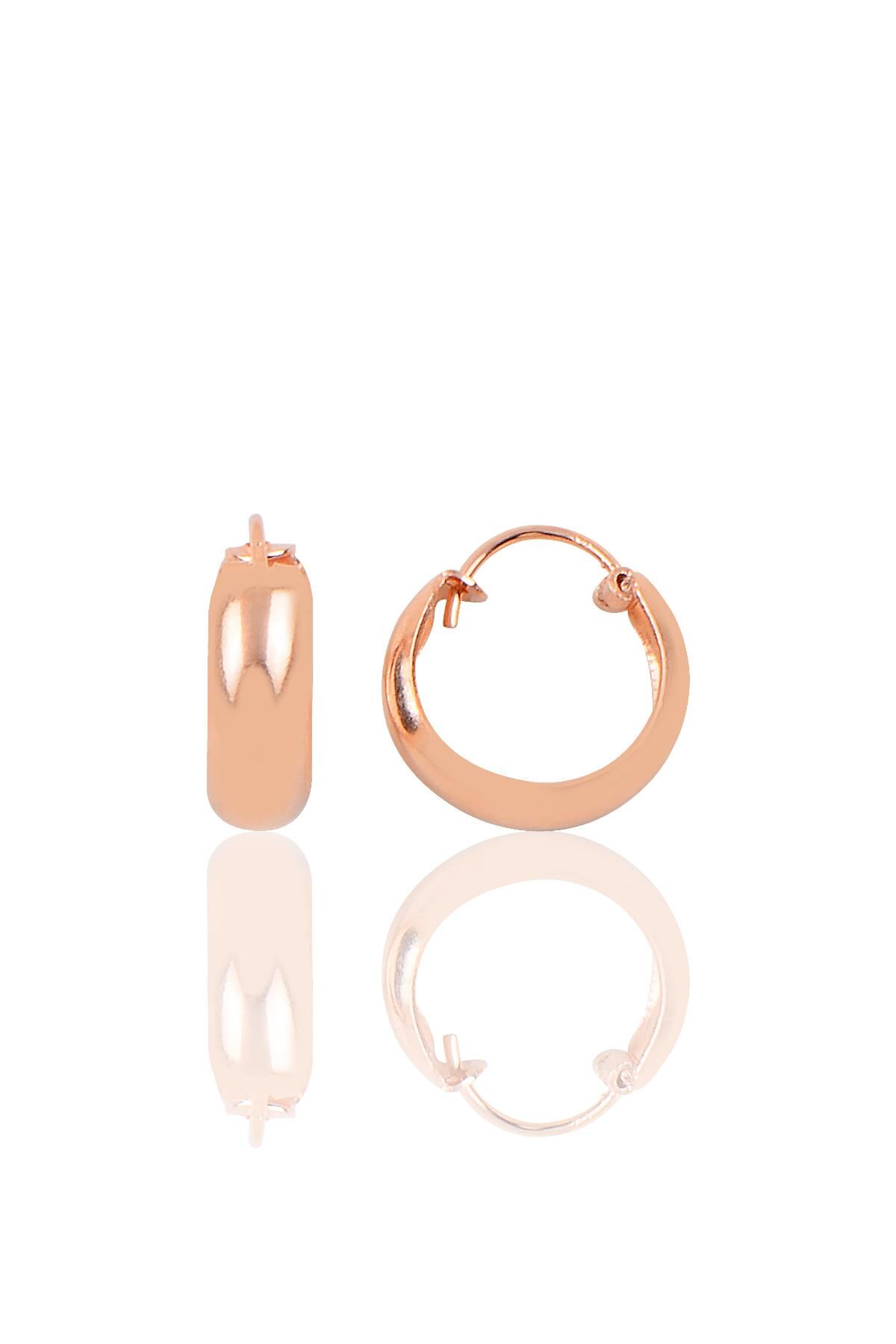 Gümüş 15 mm çapında kalın halka küpe SGTL9986ROSE