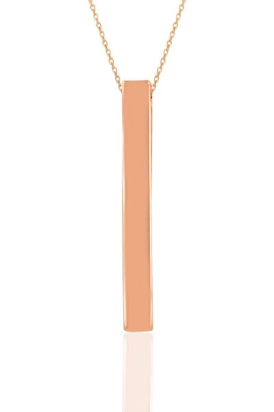 Gümüş altın yaldızlı 70 cm zincirli çubuk kolye SGTL11139ROSE