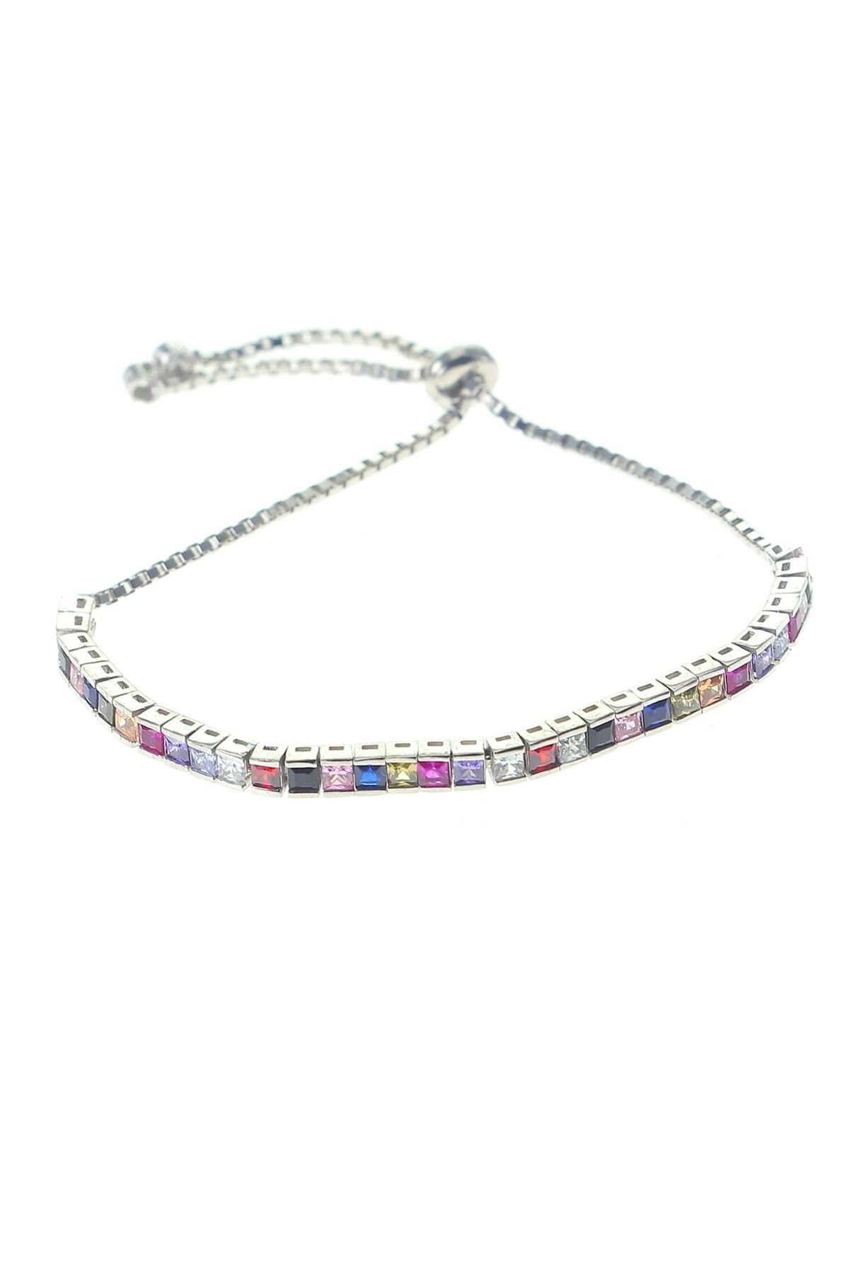 Gümüş baget renkli taşlı su yolu asansörlü bileklik SGTL8657