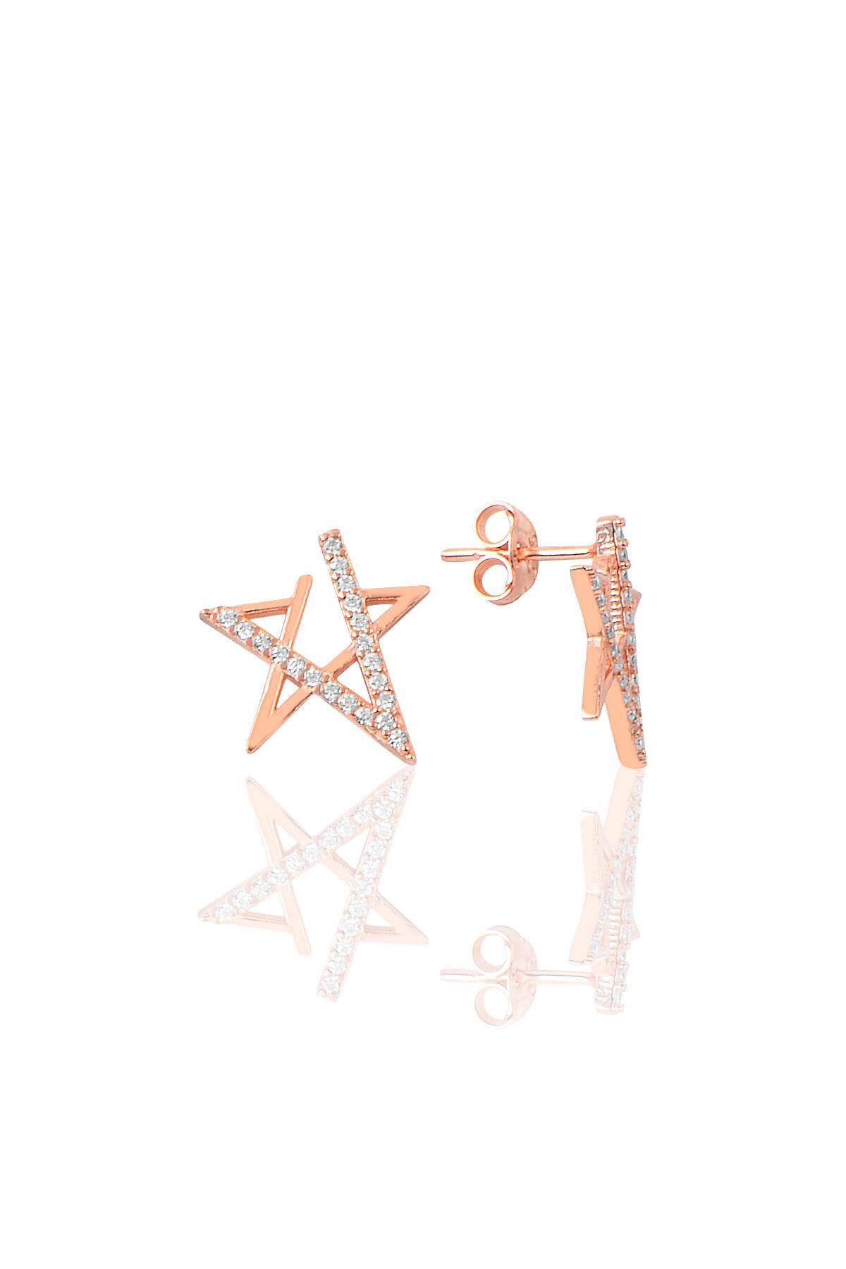 Gümüş zirkon taşlı yıldız modeli küpe SGTL9473