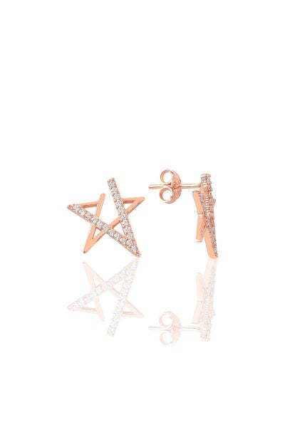 Gümüş zirkon taşlı yıldız modeli küpe SGTL9473