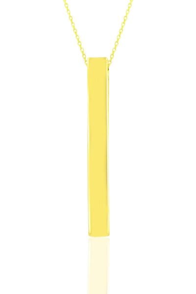 Gümüş altın yaldızlı 70 cm zincirli çubuk kolye SGTL11139GOLD