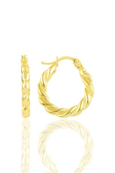 Gümüş altın yaldızlı kalın burgu gümüş şarnel  küpe SGTL10704GOLD