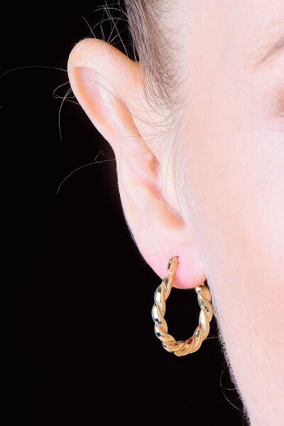 Gümüş altın yaldızlı kalın burgu gümüş şarnel  küpe SGTL10704GOLD