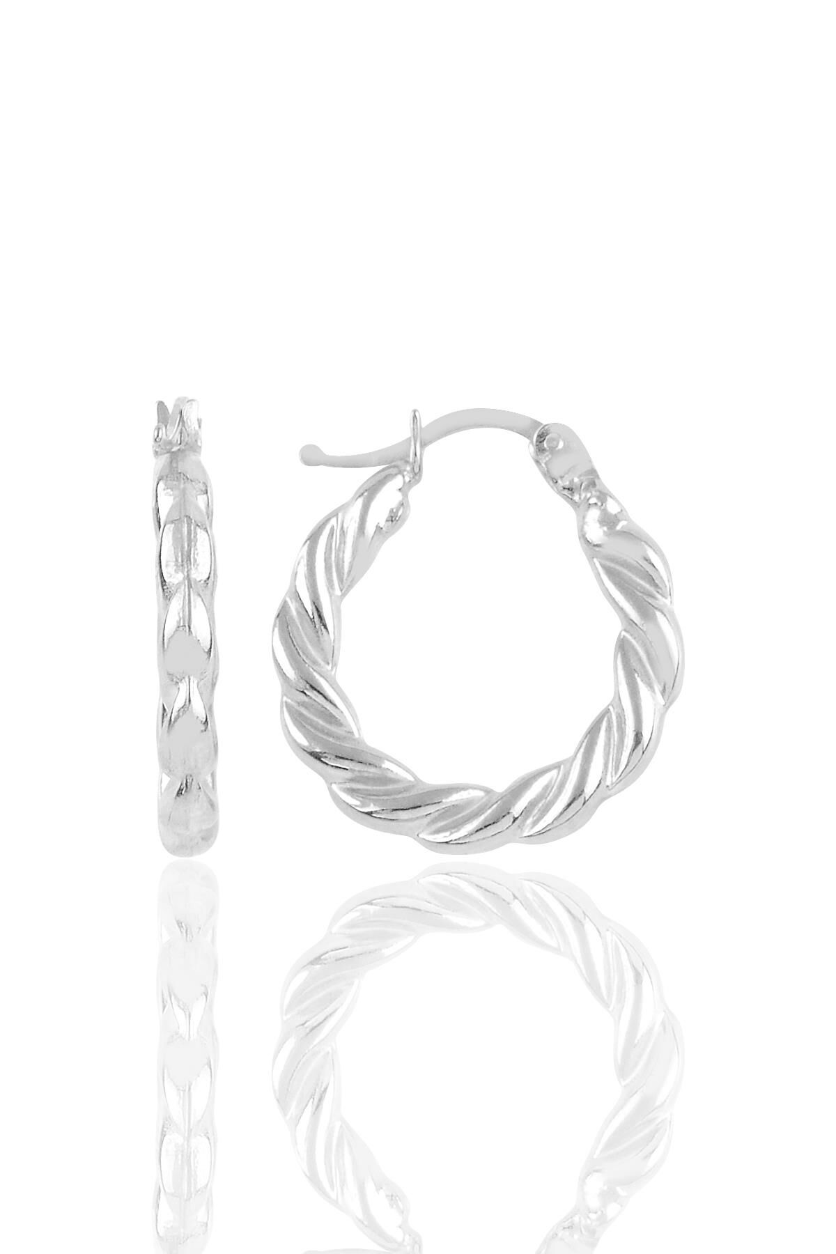 Gümüş rodyumlu kalın burgu gümüş şarnel  küpe SGTL10704RODAJ