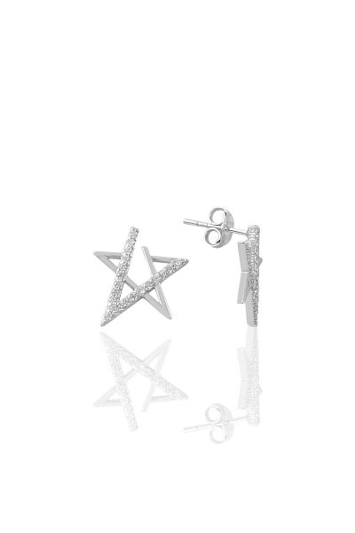 Gümüş zirkon taşlı yıldız modeli küpe SGTL9475