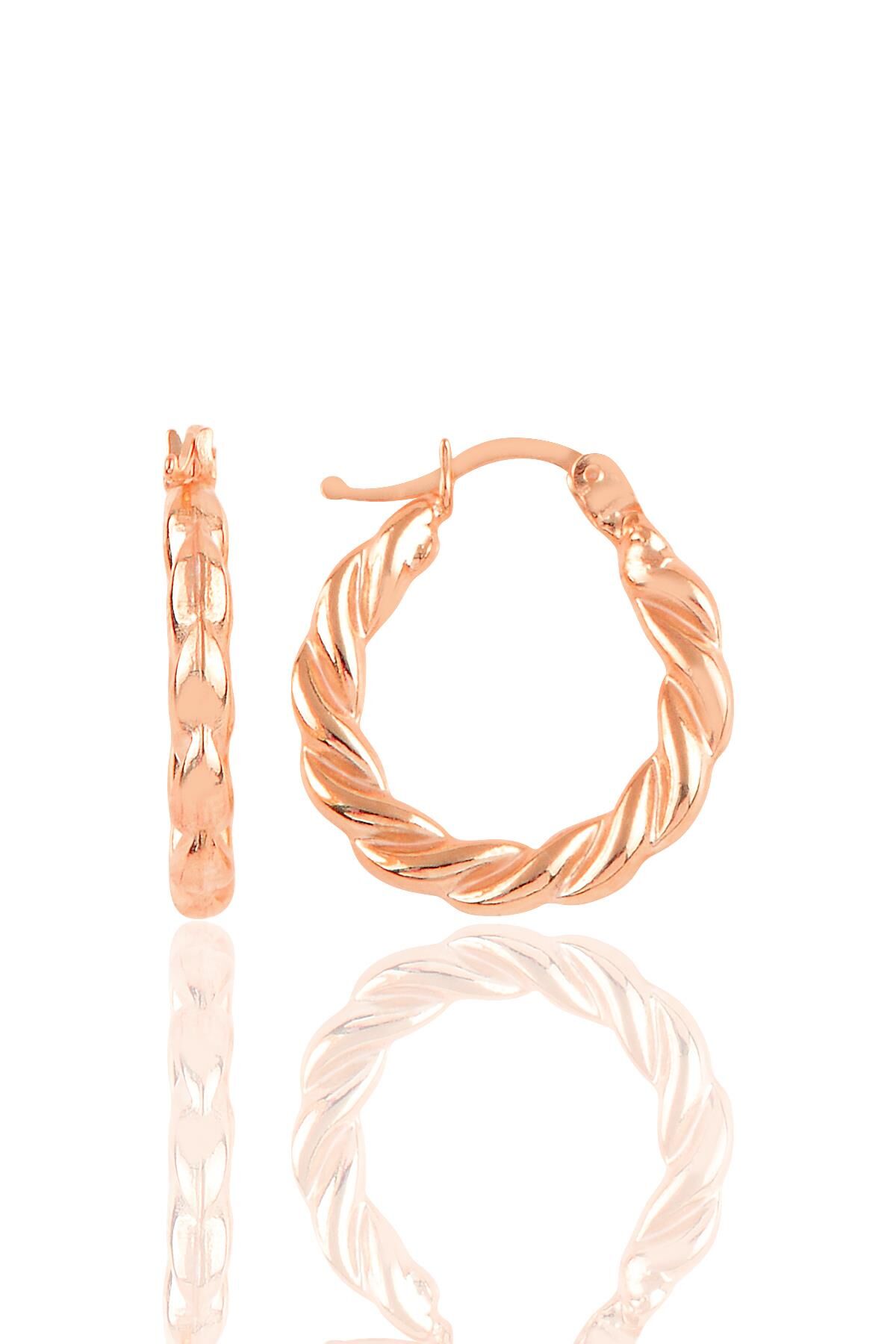 Gümüş rose kalın burgu gümüş şarnel  küpe SGTL10704ROSE