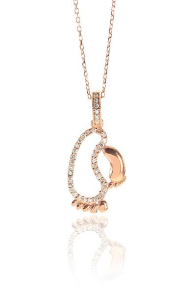 Gümüş rose zirkon taşlı ilk adım kolye SGTL9311