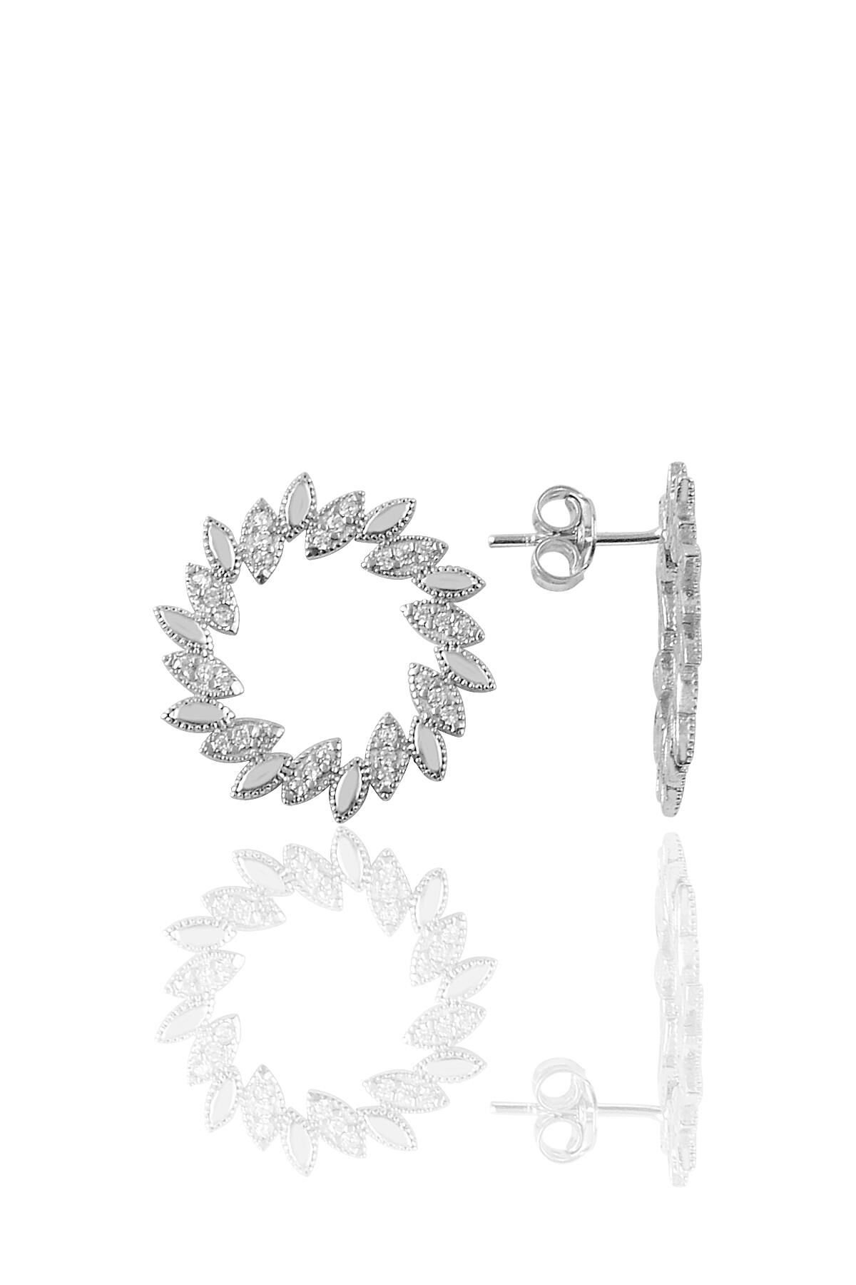 Gümüş zirkon taşlı güneş modeli küpe SGTL9476