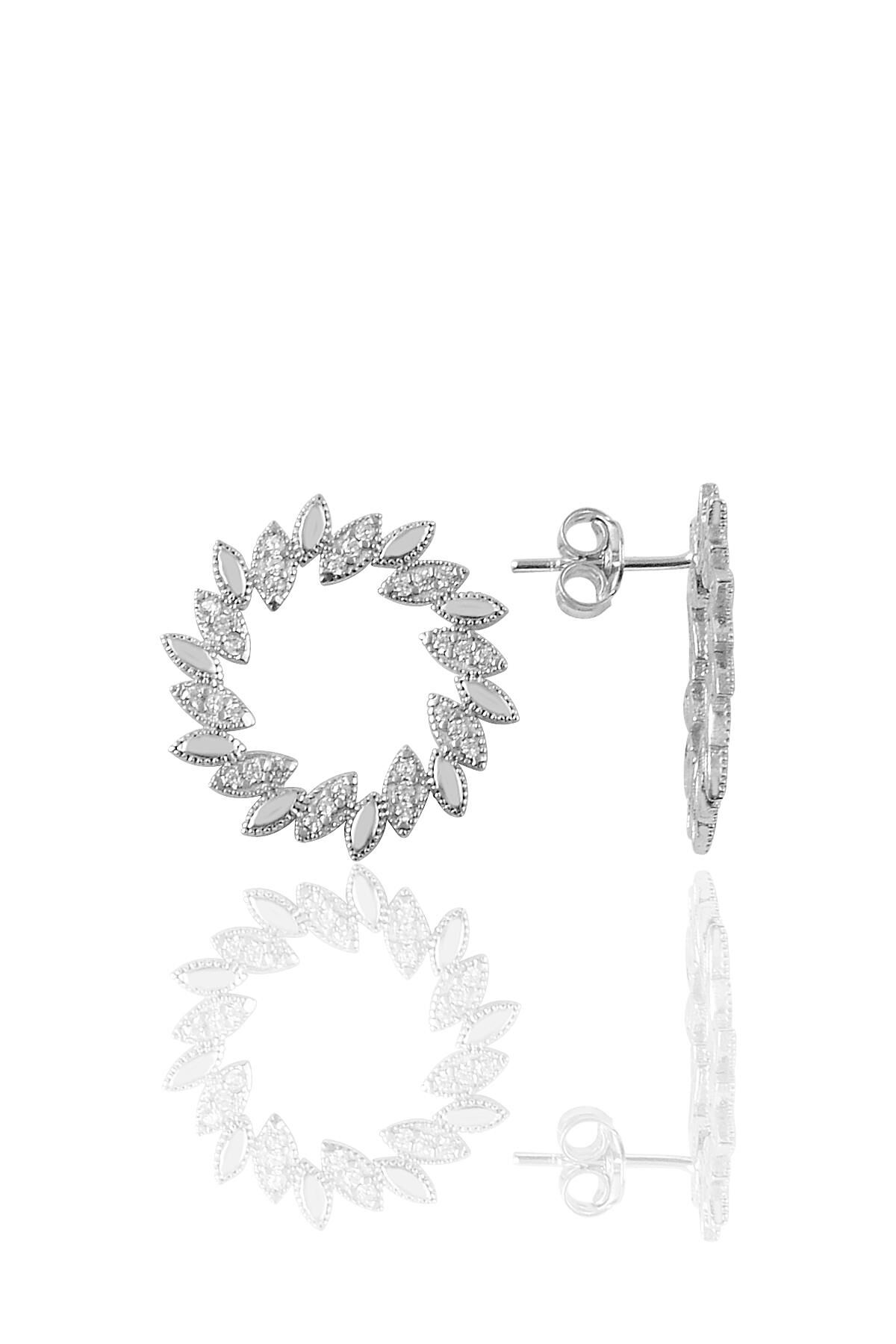 Gümüş zirkon taşlı güneş modeli küpe SGTL9476