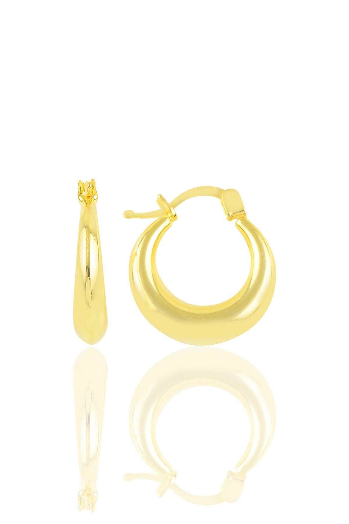 Gümüş altın yaldızlı sade gümüş şarnel küpe SGTL10705GOLD