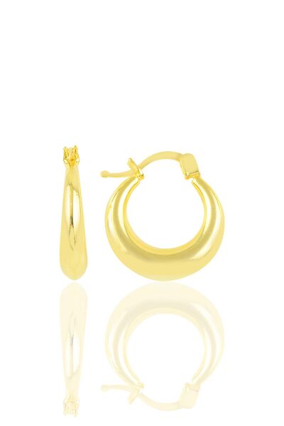 Gümüş altın yaldızlı sade gümüş şarnel küpe SGTL10705GOLD