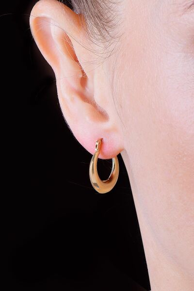 Gümüş altın yaldızlı sade gümüş şarnel küpe SGTL10705GOLD