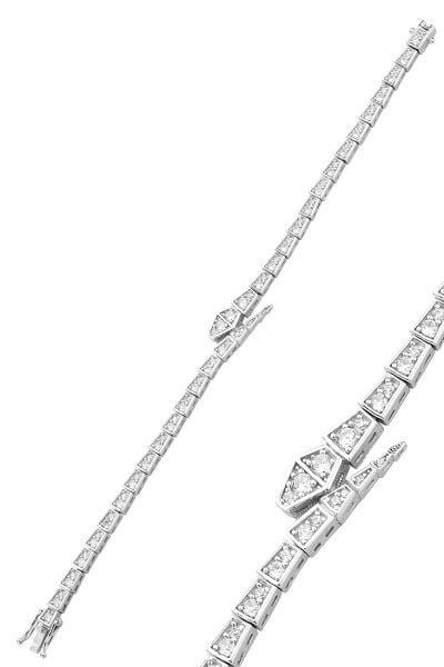 Gümüş rodyumlu zirkon taşlı özel tasarım hareketli yılan bileklik SGTL12559RODAJ