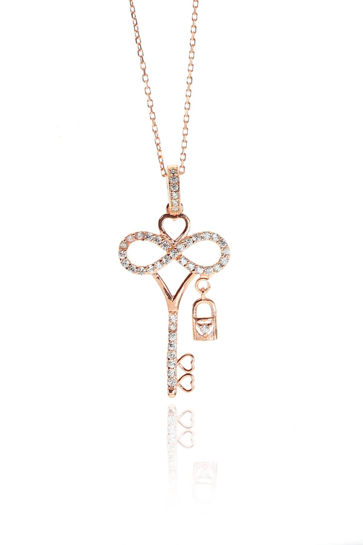 Gümüş  sonsuz aşkımın kilitli anahtarı kolyesi SGTL9312