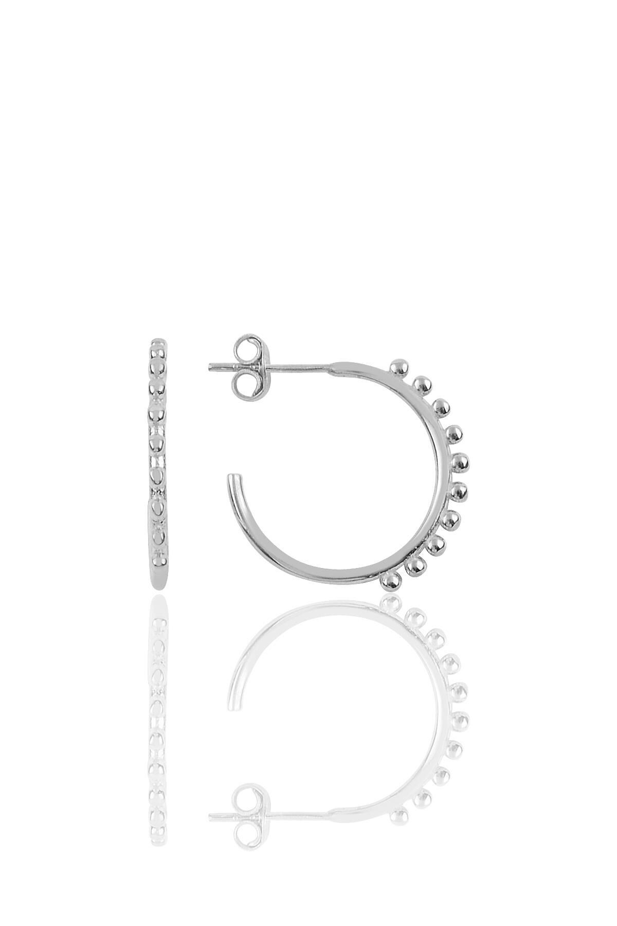 Gümüş 21 mm çapında toplu halka yarım halka küpe SGTL9989RODAJ