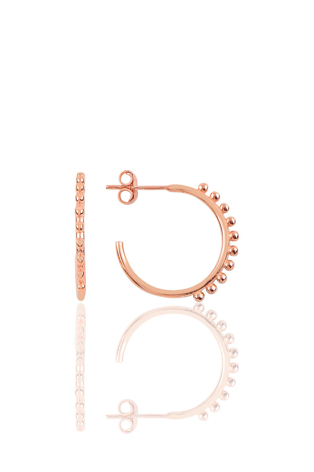 Gümüş 21 mm çapında toplu halka yarım halka küpe SGTL9989ROSE