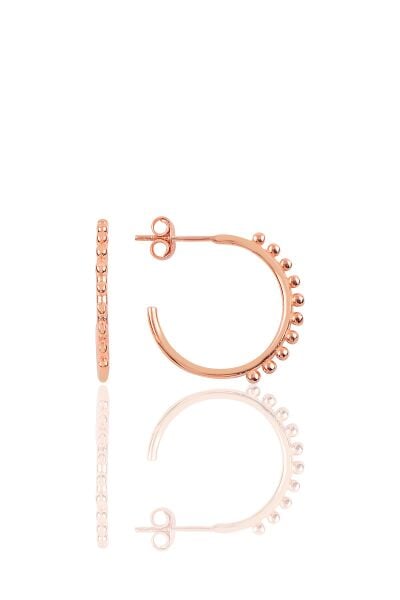 Gümüş 21 mm çapında toplu halka yarım halka küpe SGTL9989ROSE