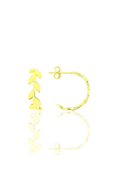 Gümüş 17 mm çapında başak modeli yarım halka küpe SGTL9990GOLD