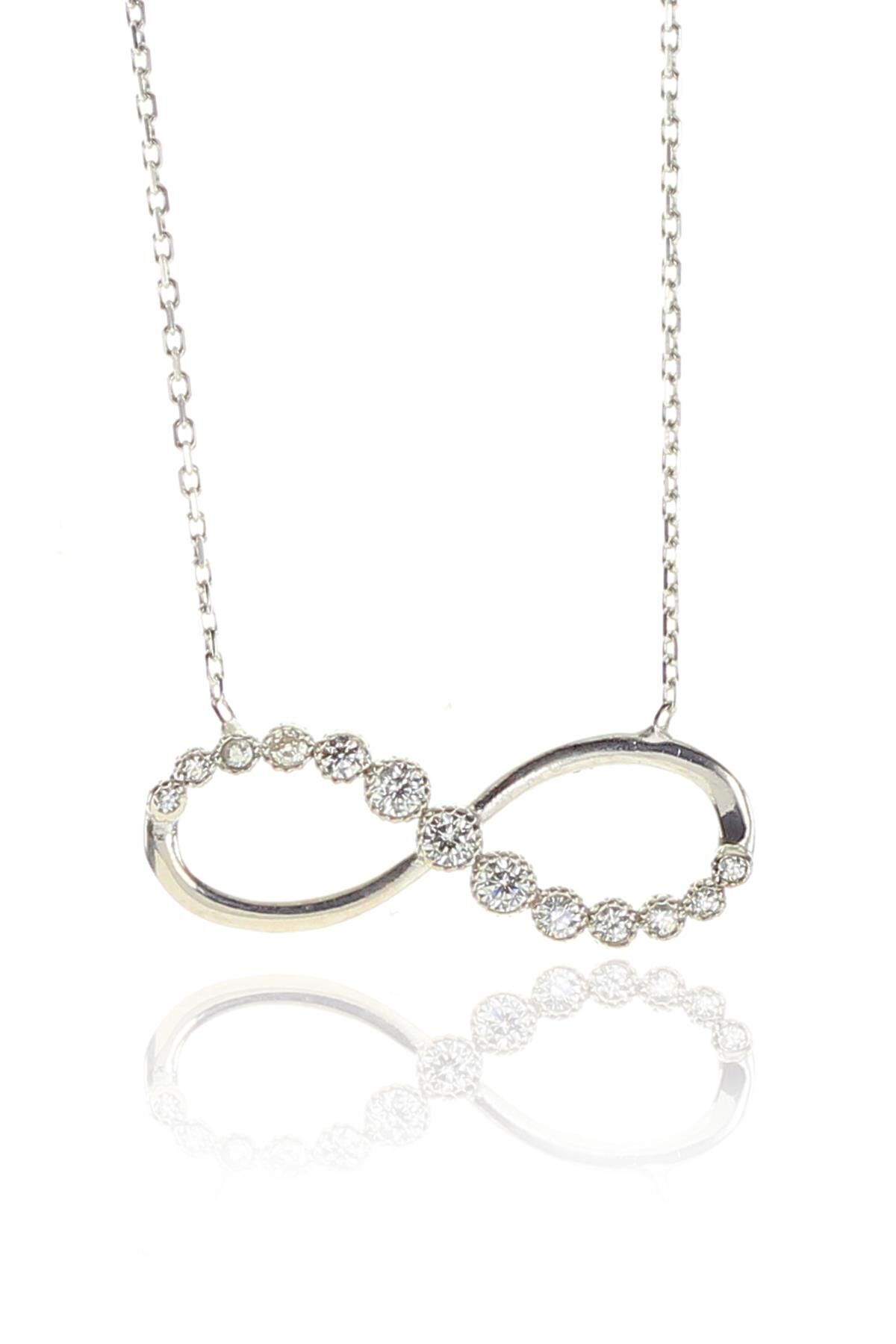 Gümüş pırlanta modeli sonsuzluk kolyesi SGTL9315