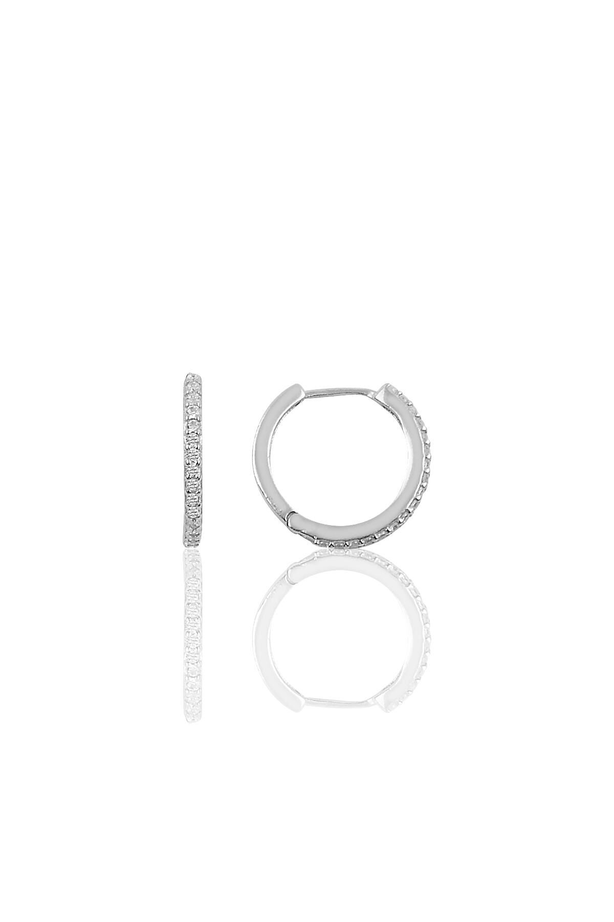 Gümüş 14 mm rodyumlu zirkon taşlı tamtur halka küpe SGTL10140RODAJ