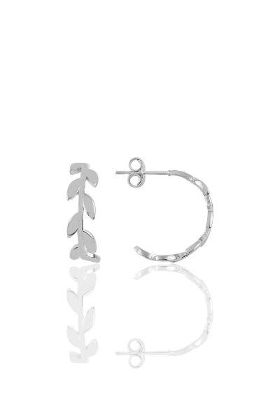 Gümüş 17 mm çapında başak modeli yarım halka küpe SGTL9990RODAJ