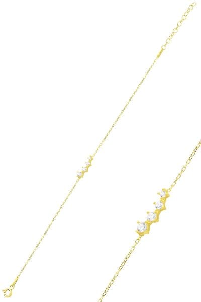 Gümüş altın yaldızlı zirkon sıra taşlı pırıltı bileklik SGTL12561GOLD