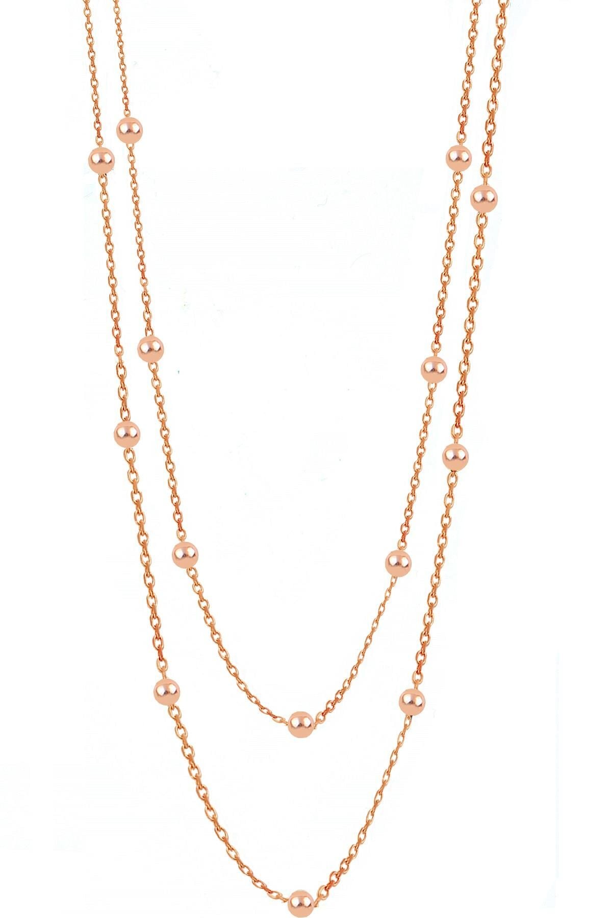 Gümüş rose 100 cm top top zincir SGTL11132ROSE