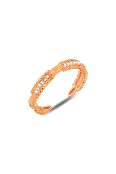 Gümüş rose zirkon taşlı alttan ayarlamalı yüzük SGTL12286ROSE