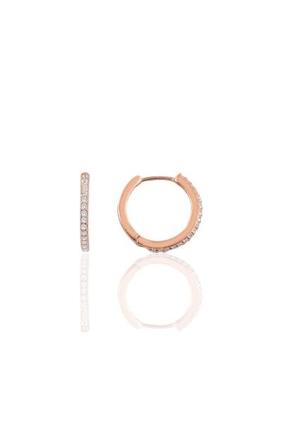 Gümüş 14 mm rose zirkon taşlı tamtur halka küpe SGTL10140ROSE