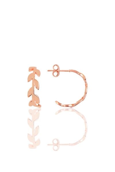 Gümüş 17 mm çapında başak modeli yarım halka küpe SGTL9990ROSE