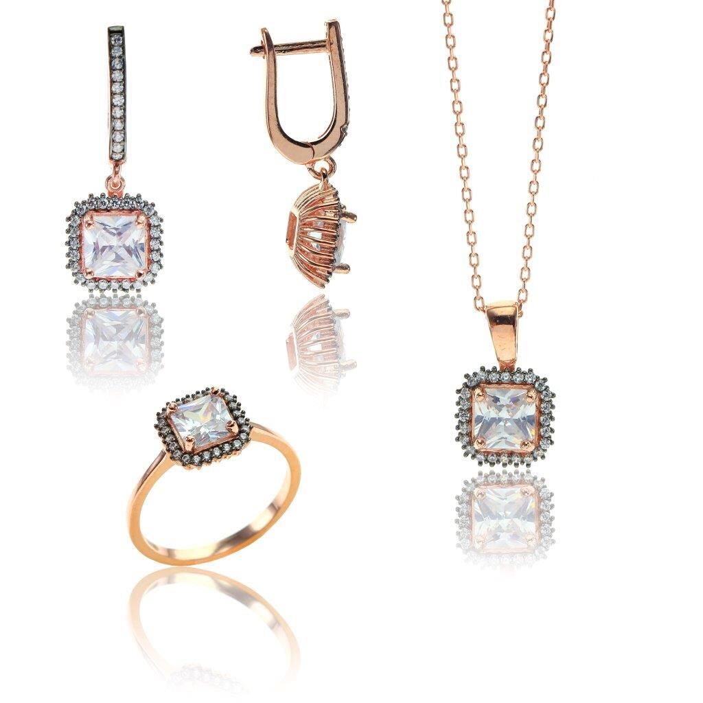 Pırlanta modeli kare üçlü set SGTL7897