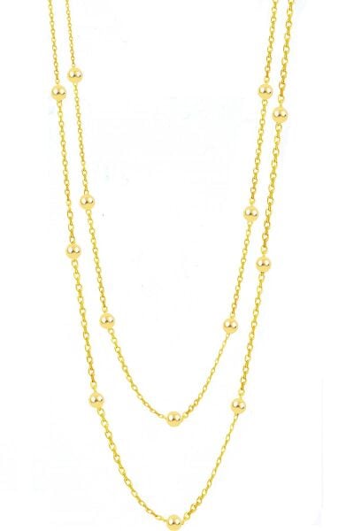 Gümüş altın yaldızlı 100 cm top top zincir SGTL11132GOLD