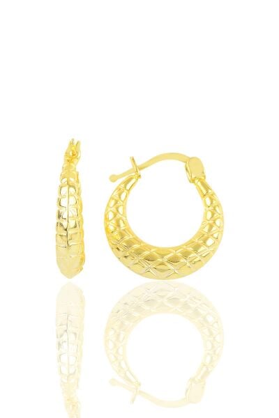 Gümüş altın yaldızlı baklava desenli gümüş şarnel küpe SGTL10708GOLD