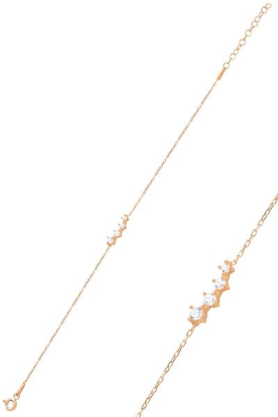 Gümüş rose zirkon sıra taşlı pırıltı bileklik SGTL12561ROSE