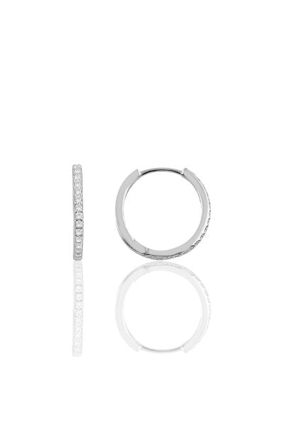 Gümüş 17 mm rodyumlu zirkon taşlı tamtur halka küpe SGTL10141RODAJ