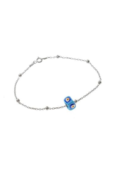 Gümüş mineli turkuaz taşlı top top bileklik SGTL8519-RODAJ