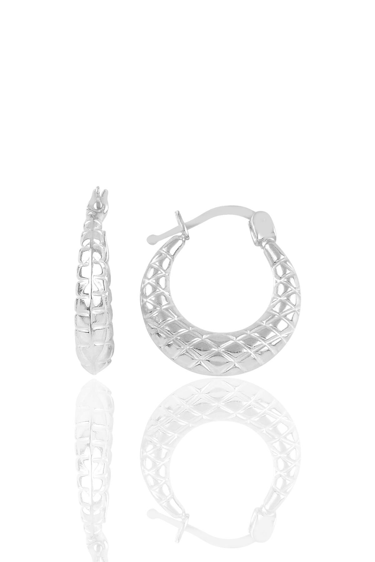 Gümüş rodyumlu baklava desenli gümüş şarnel küpe SGTL10708RODAJ