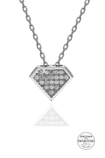 Gümüş Swarovski taşlı pırlanta modeli piramit kolye SGTL20535