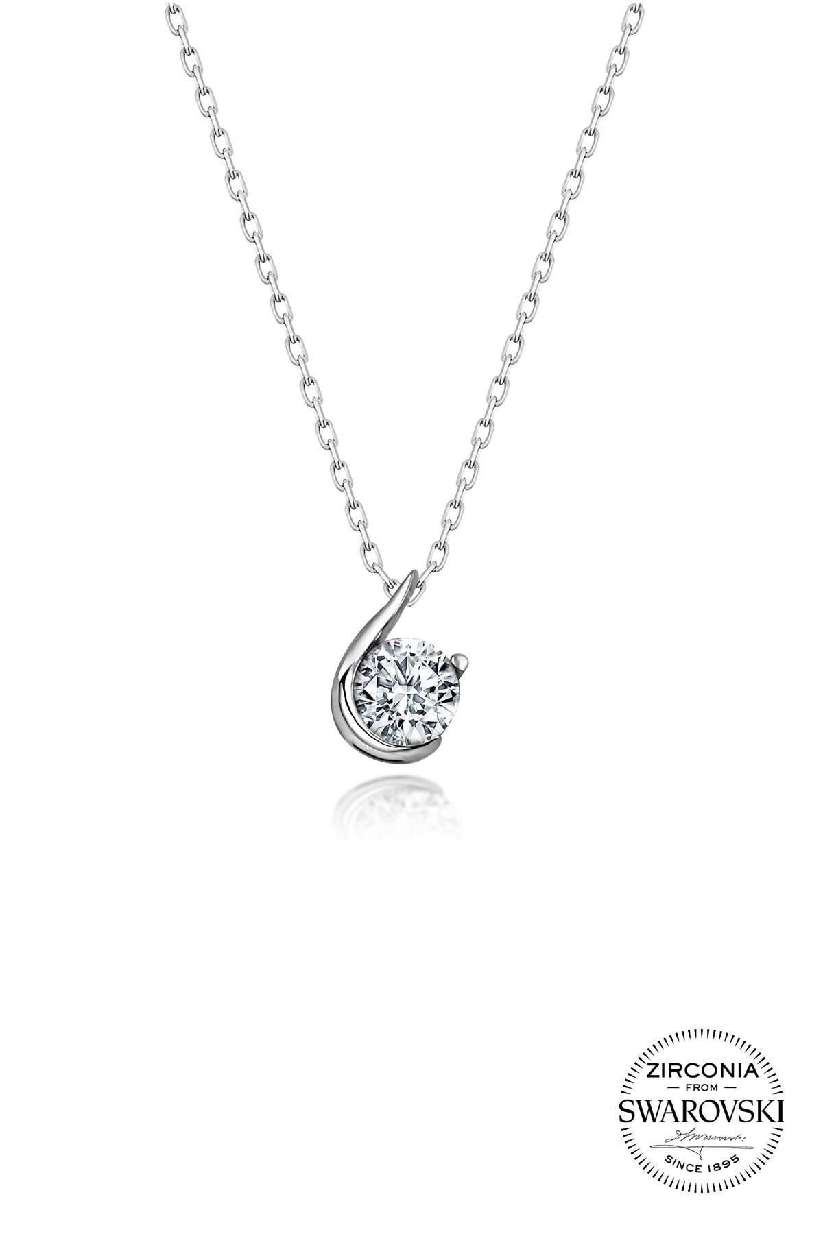 Gümüş Swarovski taşlı pırlanta modeli  kolye SGTL20538
