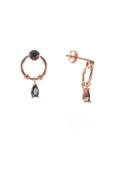 Gümüş mini onix taşlı halkalı damla küpe SGTL8672